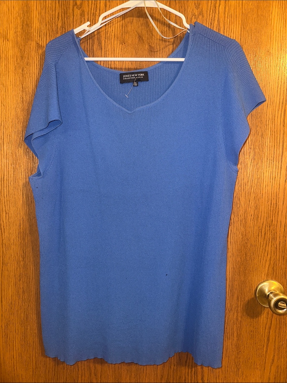 Jones New York Slate Blue Ribbed V-Neck Tank